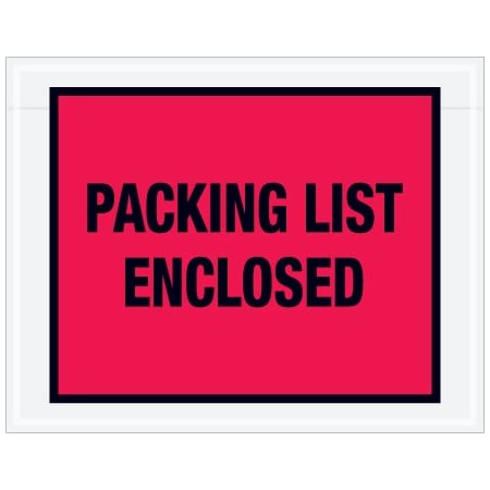 Bsc Preferred 7 x 5-1/2'' Red Full-Face ''Packing List Enclosed'' Envelopes, 1000PK PL406